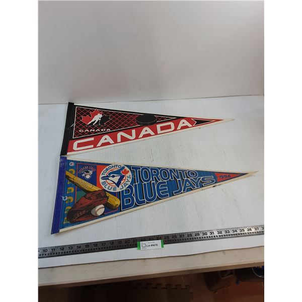 (2) 30" Long Pennants (Toronto Blue Jays & Team Canada Hockey)