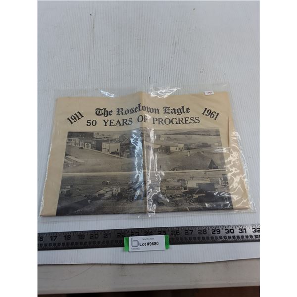 Vintage Rosetown Eagle "50 Years of Progress" from 1911-61 - Newspaper