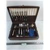 Silver-Plated Cutlery Set w/Wooden Storage Box - 17.5x12x4"