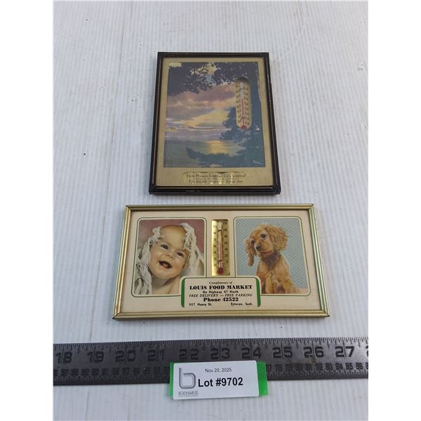 (2) Vintage Business Picture/Thermometers