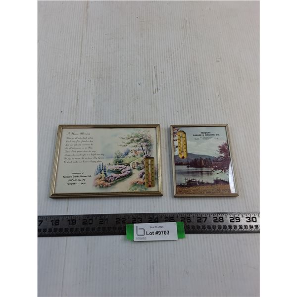 (2) Vintage Business Picture/Thermometers