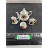Image 1 : Miniature "Cottage Rose" Bone China 4-Piece Tea Set