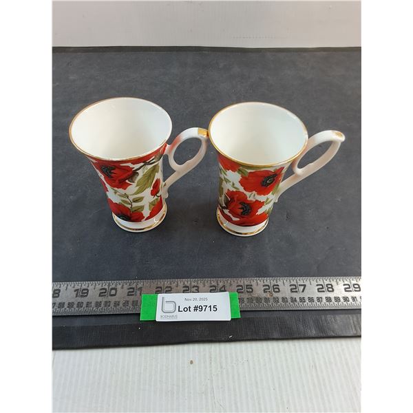 (2) "Butchart Gardens" English Fine Bone China Tall Tea Cups