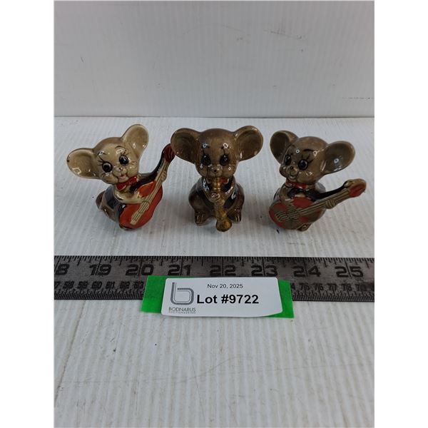 Set of 3 Porcelain Musical Mice Table Decor