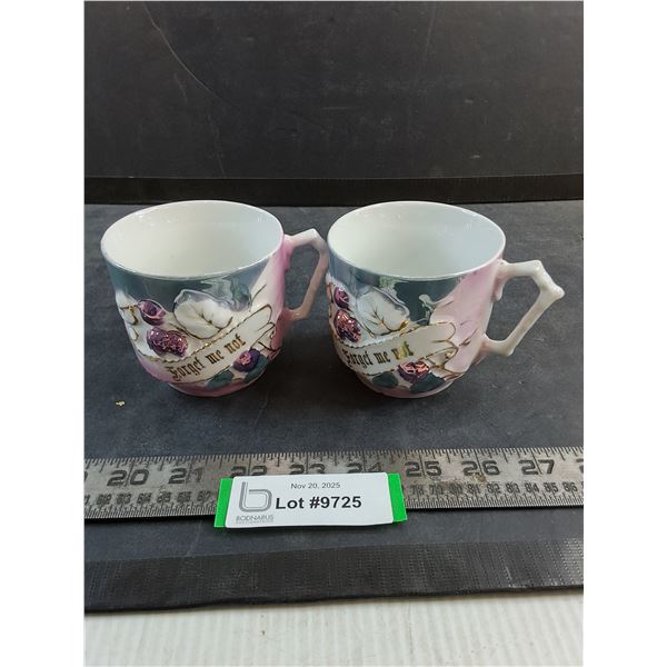 Pair of "Forget Me Not" Tea Cups