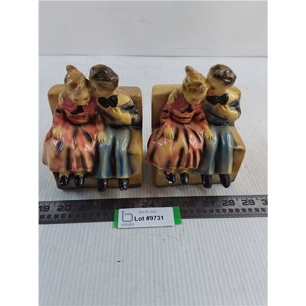 Pair of Vintage Chalkware Marbolex Book Ends