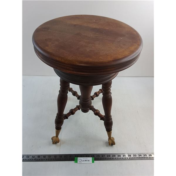 # Vintage Claw-Footed Wooden Piano Stool - 20" High x 18" Diameter - Pickup Preferred