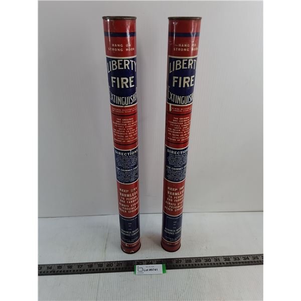 (2) Vintage Unused Liberty Fire Extinguishers - 22" Length  - Pickup Only