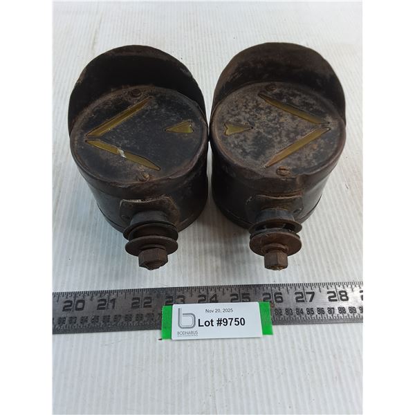 Antique Pair of Vehicle Arrow Safety Dual Visor Turn Signals