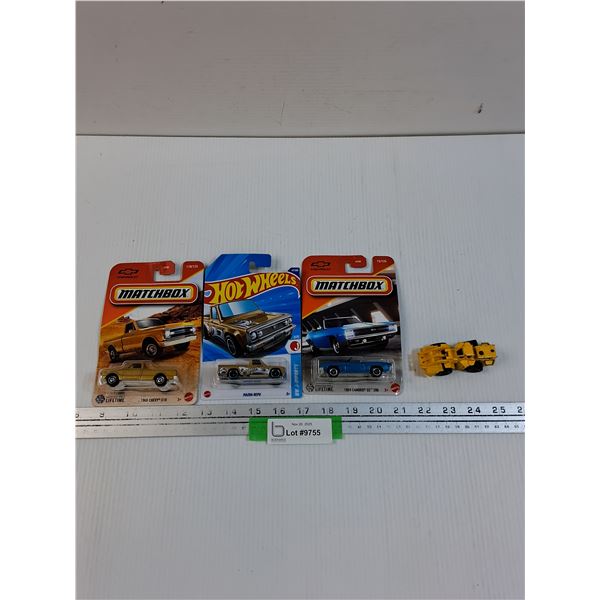 (2) Matchbox Die Cast Cars & (2) Hot Wheels: Truck & Dozer