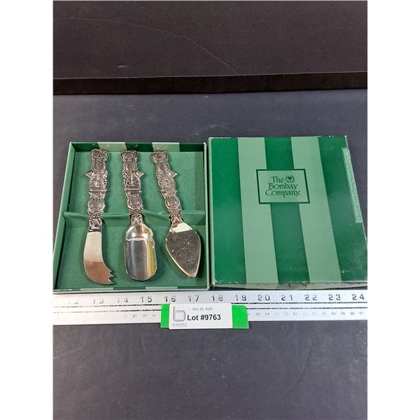 The Bombay Co Cheese Serving Utensil Set - Plated Silver on Zinc