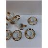 Image 4 : Gold Gilded Floral Theme Tea Set: Tea Pot, Sugar & Creamer Set, (6) Teacup & Saucer Set