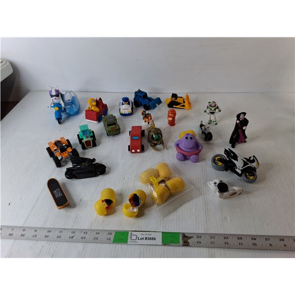 Toy Figurines- Kinder Surprise, Finger Skateboard, Buzz Lightyear, Misc.