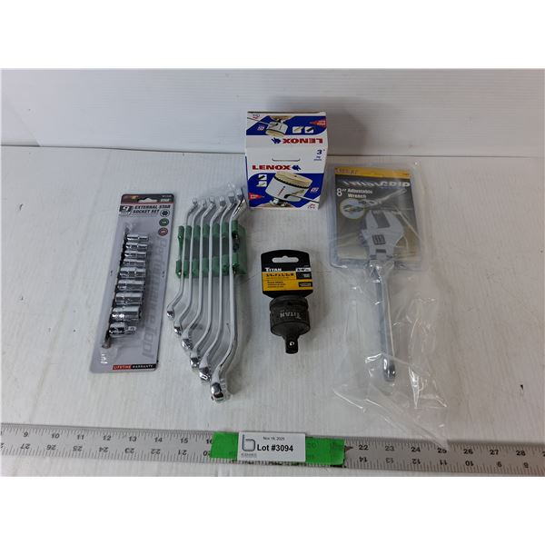8" Adjustable Wrench, External Star Socket Set, Socket Adapter, Misc.