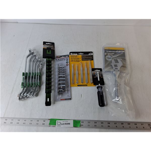 External Star Socket Set, 8" Adjustable Wrench, Nut Driver, Misc.