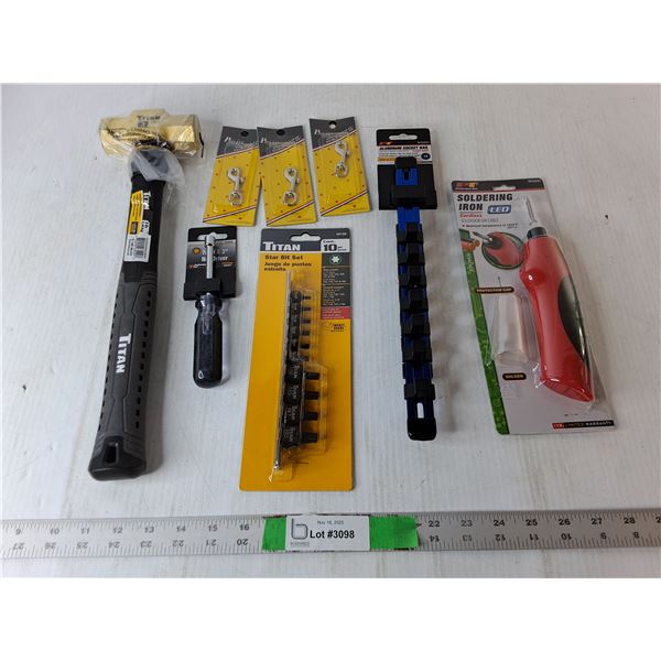 Brass Non-Sparking Hammer, Star Bit Set, Soldering Iron, Misc.