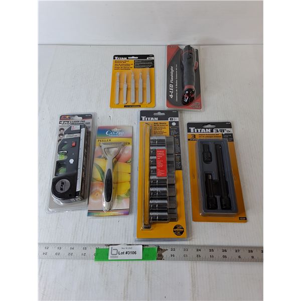 Hex Bit Socket Set, Impact Extension Set, Laser Pro Measuring Tool, Misc.