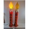 Image 1 : * Pair of Weighted Electrified Noel Blow-Mold Candles - Only 1 Working - 38" High - Pickup Only