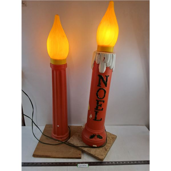 * Pair of Electrified Noel Blow-Mold Candles - Tested - 35"