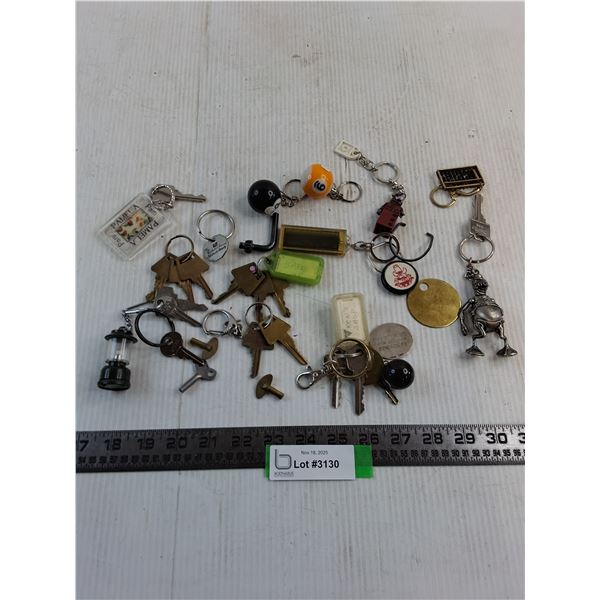 Assorted Older Key Chains & Keys