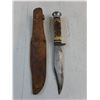 Image 2 : Fixed Blade Bowie Knife - Cracked Handle - w/Leather Sheath
