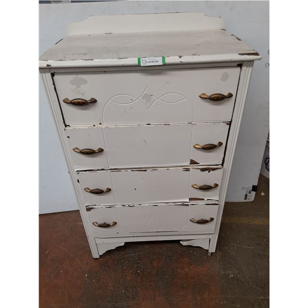 * Vintage Wooden 4-Drawer Dresser on Castors - Paint Flaking -18x28x46" - Pickup Only