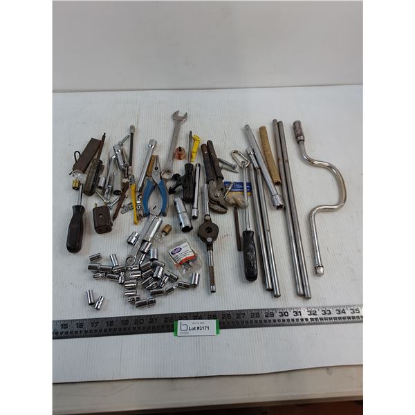 Assorted Hand Tools, Sockets, Misc.