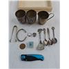 Image 4 : Vintage Lot (Metal Cups, Souvenir Spoons, Jewelry, Misc.), Jack Knife