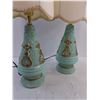 Image 2 : Pair of Vintage Table Lamps - Tested - 19" High - 1 Shade Damaged