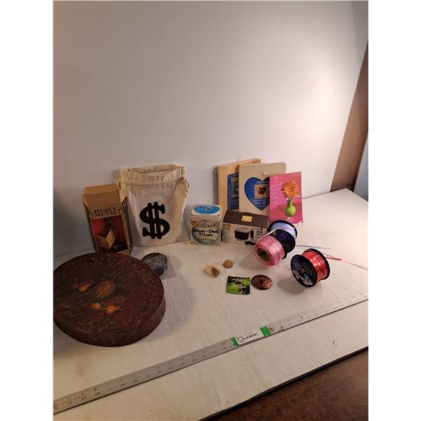 Hockey Puck, Blue Dot Titan Baseball, (2) Picture Frames 8.5"x6", Stokes Espresso Set, (3)Rol