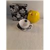 Image 2 : Lord &Taylor Rose Tea Cup & Saucer, (12) Golf Balls, Woven Basket, Chicken Shaped Planter