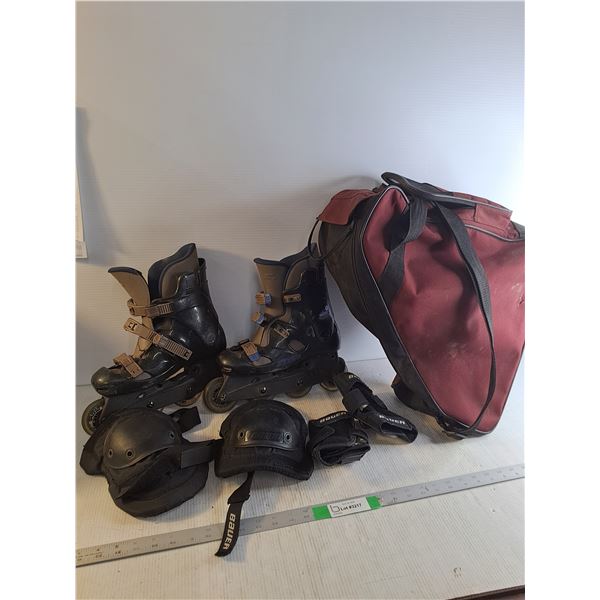 Bauer Roller Skates Size 7 With Knee Pads & Elbow Pads