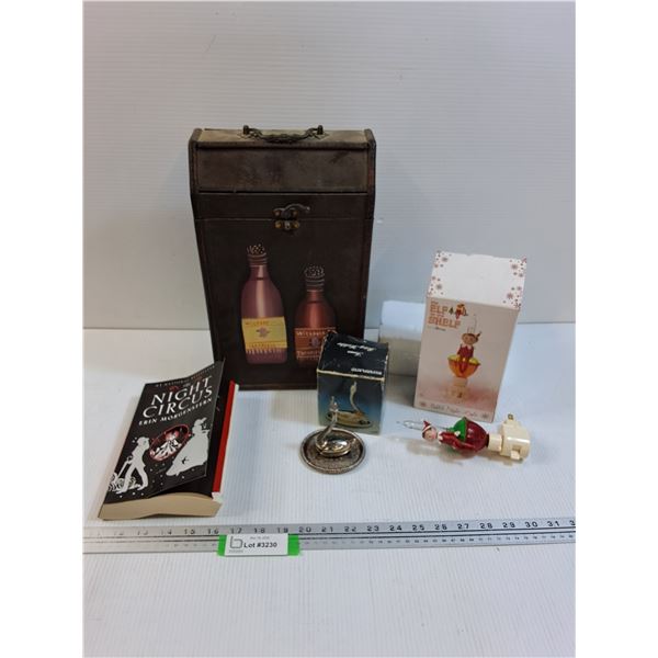 Liqueur Box, Book: Night Circus, Swan Ring Holder, Elf Nightlight Bubbler - Powers On