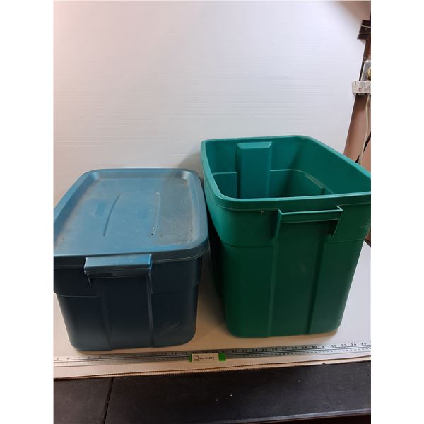 * (2) Rubbermaid Storage Container (One Has Lid) - 24" x 12" x 15" & 24" x 15" x 16" - CANNOT SHIP