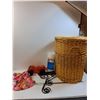 * Wicker Laundry Basket - 23" x 16" & (2) Metal Brackets, Bubble Wrap, Doll Outfit, Misc