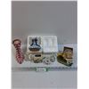 Lot: Snow Globes, Angels Figurines, High Heel Candle Holder