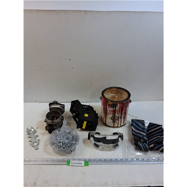 Wood Stain Finish (CANNOT SHIP), Carburetor, Screws, Goggles, (2) Mens Ties