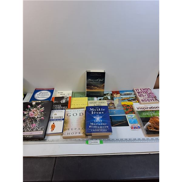 (14) Books: Cookbooks, Religous, Dictionary, Postcards & Chewtle Pokemon Trading Card - CANNOT GUARA