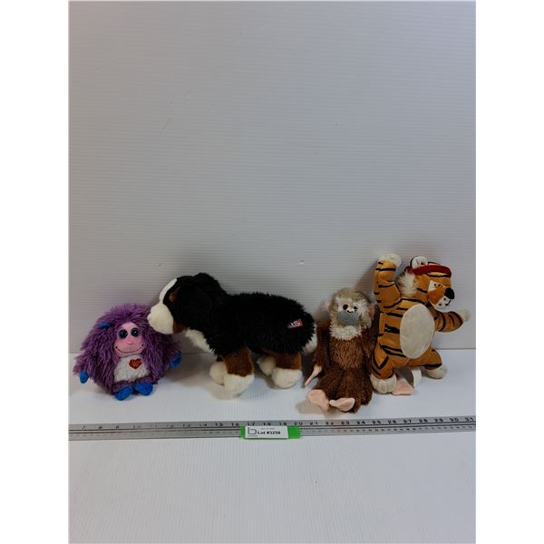 (3) Stuffy Toys: Puppy, Monkey, Fur Ball
