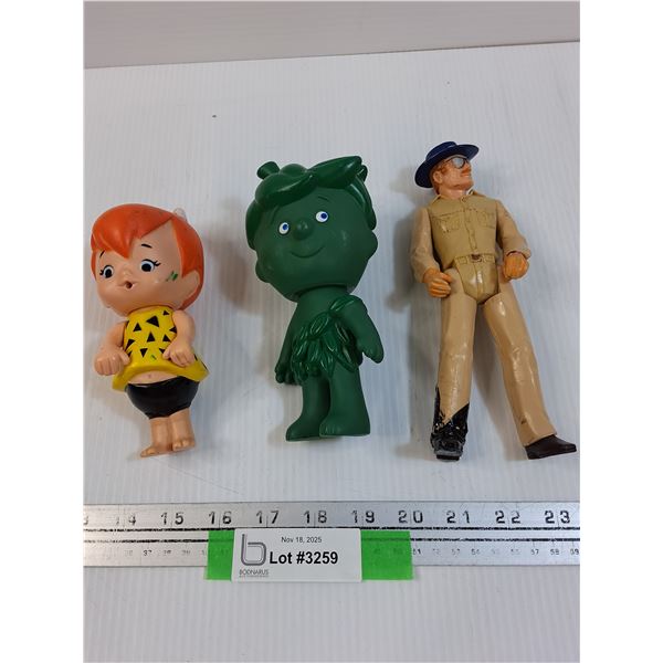 (3) Figurines: Green Giant Jr., Pebbles Flinstone, Tonka Man