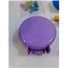 Image 5 : Plastic Storage Bucket w/Children's Toys: Parachute, Polly Pocket, Dinosaurs, Transformers, Misc