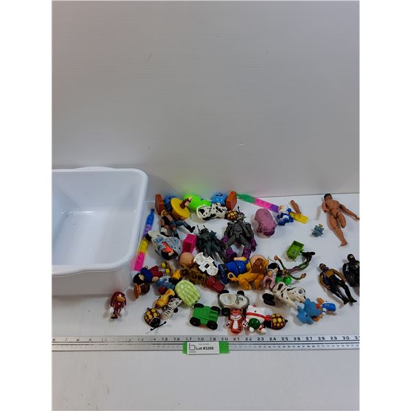 Storage Bucket w/Children's Toys: Star Trek Gordie LaForge, Sonic, Monkey, Lion King, Misc