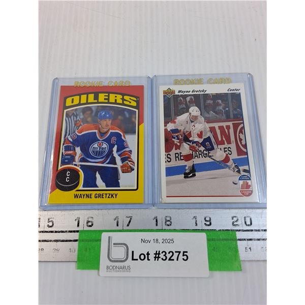 (2) Wayne Gretzky Hockey Trading Insert Cards: 1991 & 2014-15 - CANNOT GUARANTEE AUTHENTICATION