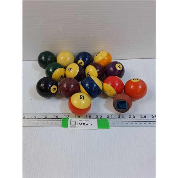 Billiard Balls and Chalk Holder