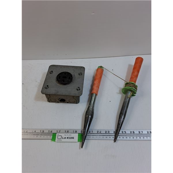 Cement Stakes & 220 Amp Box