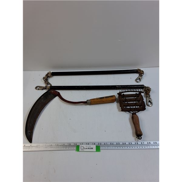 Hand Sythe, Horse Brush, (2) Metal Rod Leads - Preferred Pick-Up