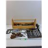 Image 1 : Wooden Tool Box: Saw, Wrenches, Screwdrivers, Various Tools