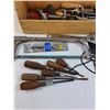 Image 2 : Wooden Tool Box: Saw, Wrenches, Screwdrivers, Various Tools