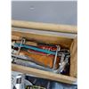 Image 4 : Wooden Tool Box: Saw, Wrenches, Screwdrivers, Various Tools