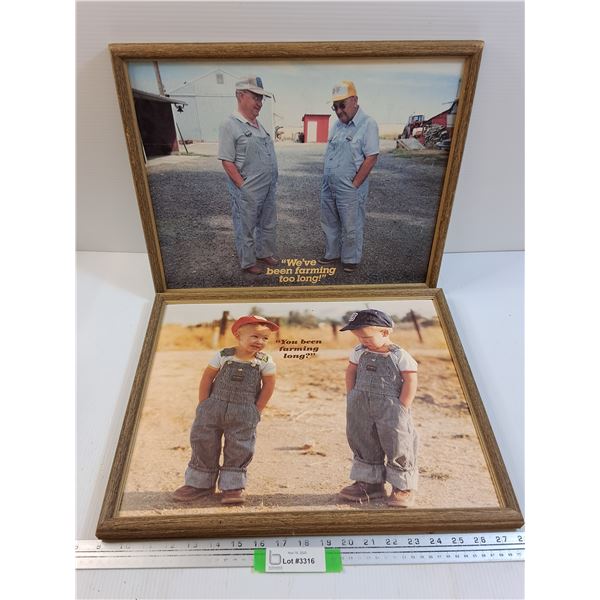 (2) Farmer Picture in Frames - 19" x 15"